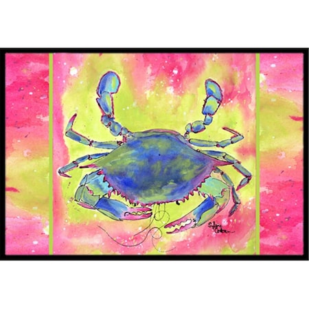 Carolines Treasures 36 x 24 in. Bright Pink and Blue Crab Indoor Or Outdoor Doormat 8343-JMAT